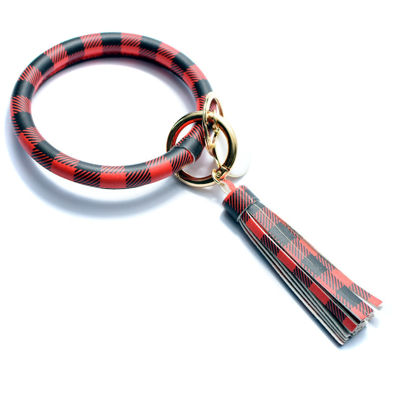 WholesalePU Leather Tassel Bracelet Keychain
